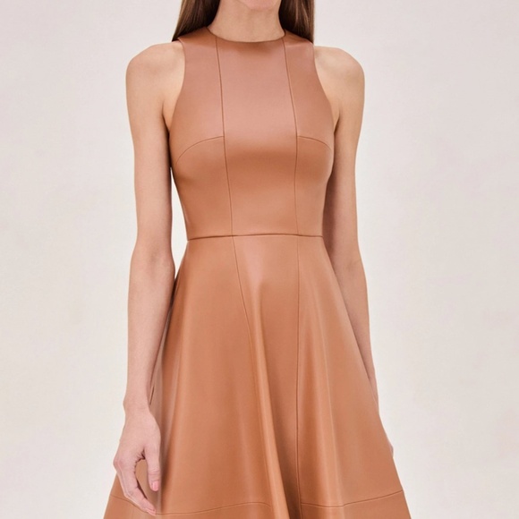 BEST Alexis England Midi Dress - Saddle Tan Beige Cocktail Party Casual Formal - Picture 4 of 8